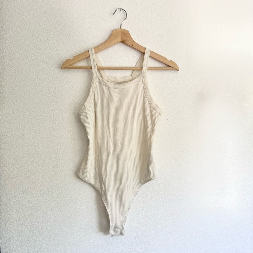 Urban Outfitters Cream Ribbed Bodysuit